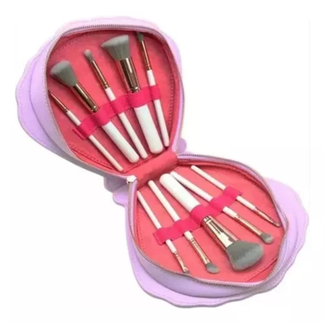 Set de 10 Brochas de Maquillaje con Estuche Almeja