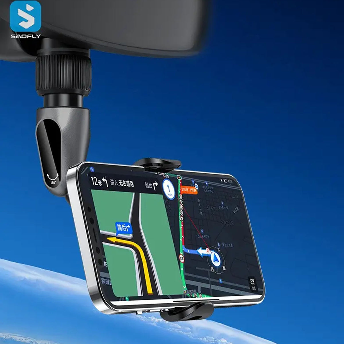 Soporte de Celular para Espejo Retrovisor Giratorio 360°