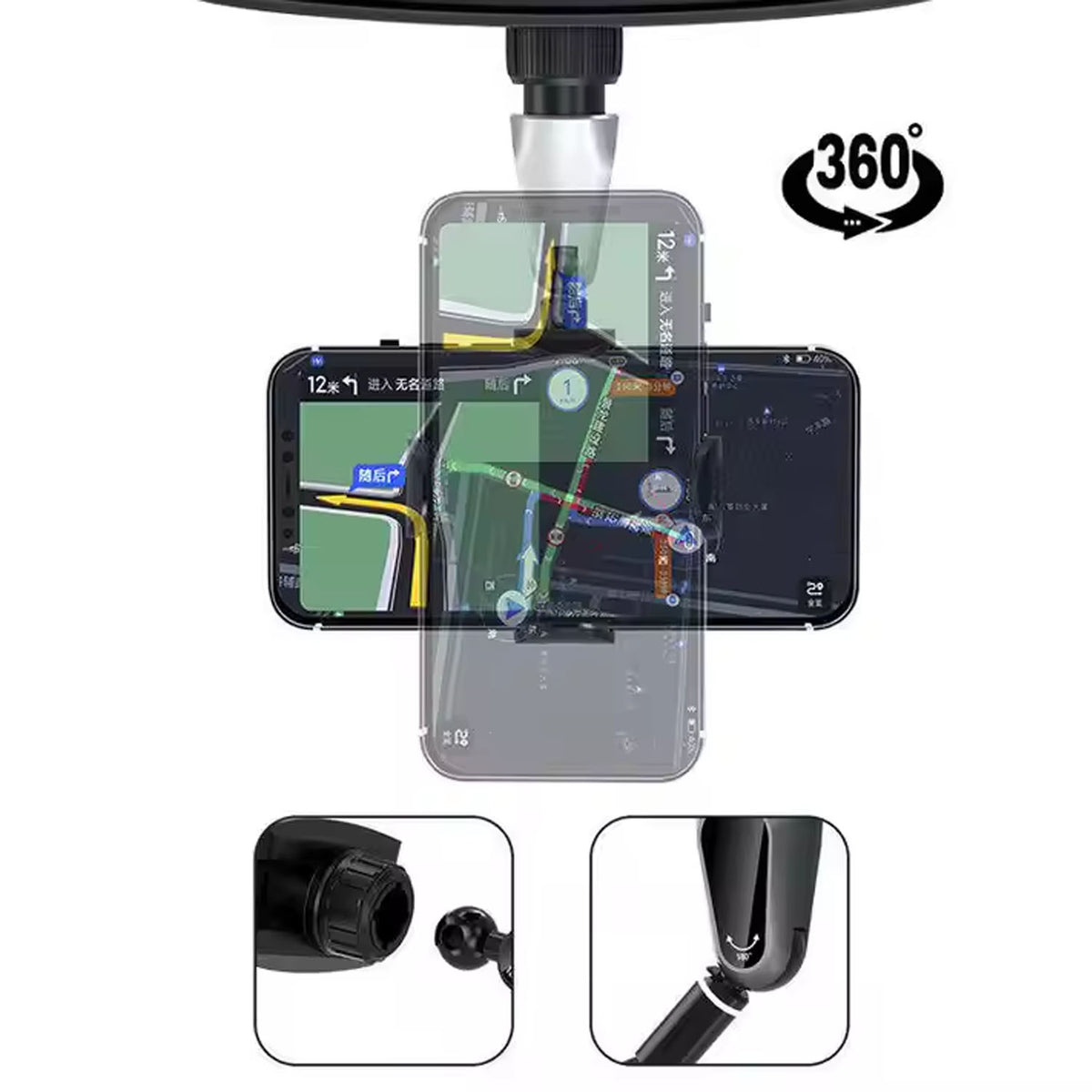 Soporte de Celular para Espejo Retrovisor Giratorio 360°