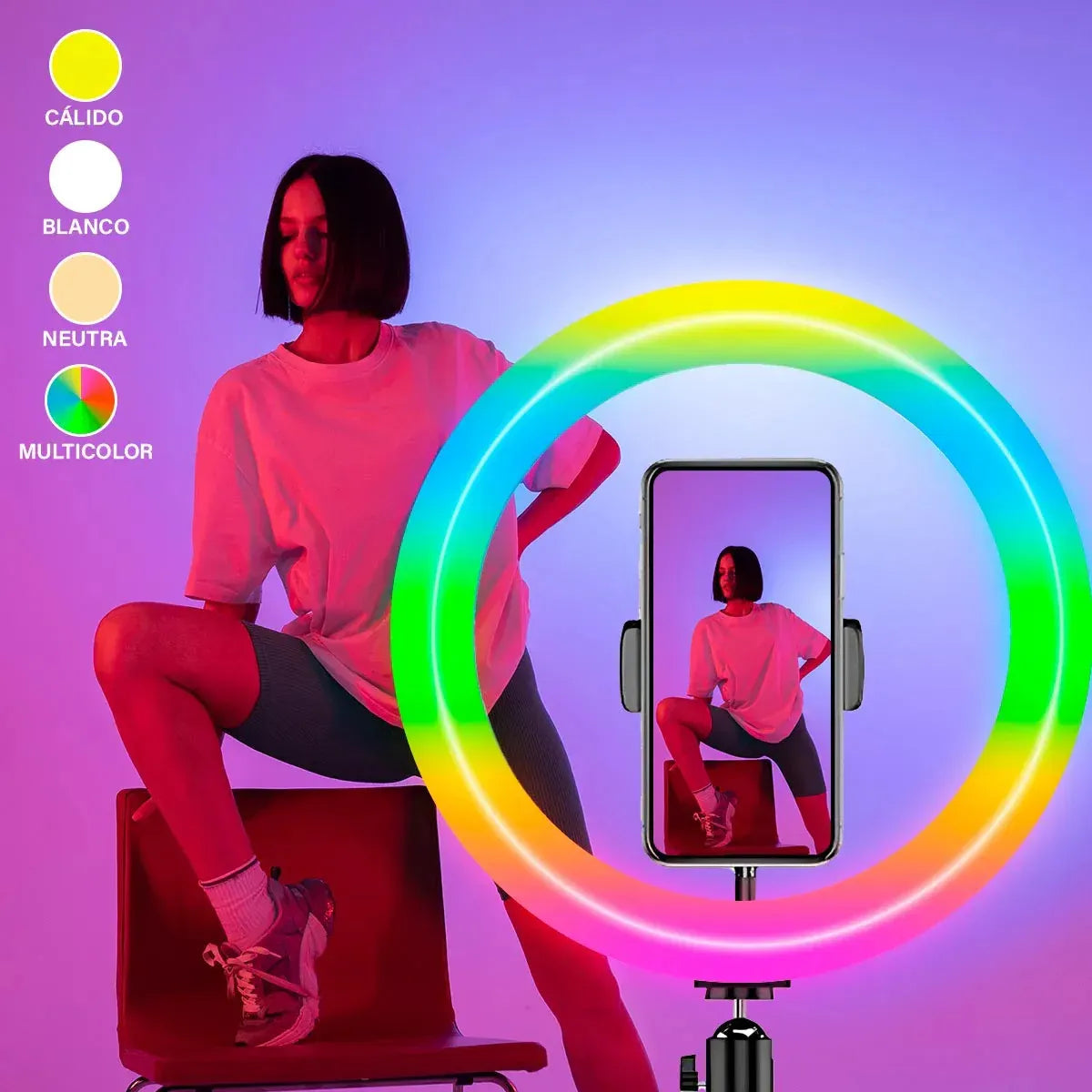 Aro de Luz LED RGB 33 cm para Fotos y Videos